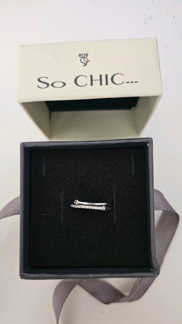 So Chic 18 ayar beyaz altın kaplama yüzük