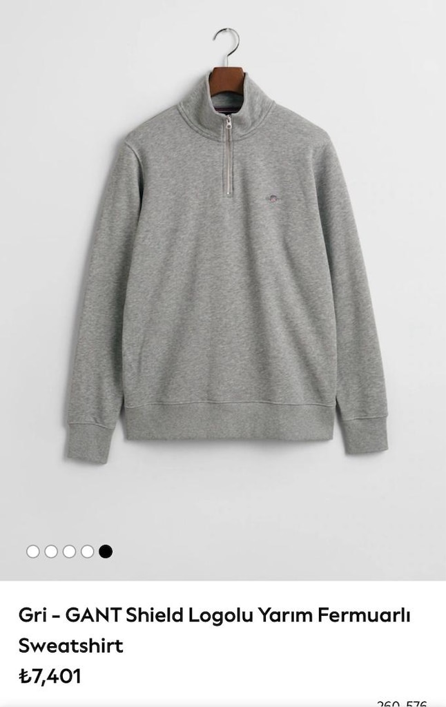 %100 Orjinal Sıfır GANT yarım fermuarlı sweatshirt