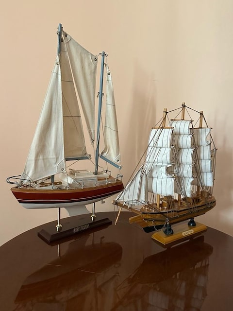 El Yapımı Ahşap Maket Tekne / Yelkenli Seti (31 cm & 43 cm)