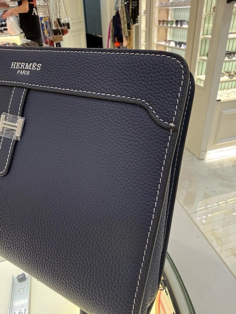 Hermès Lacivert Hakiki Deri El Çantası - 4