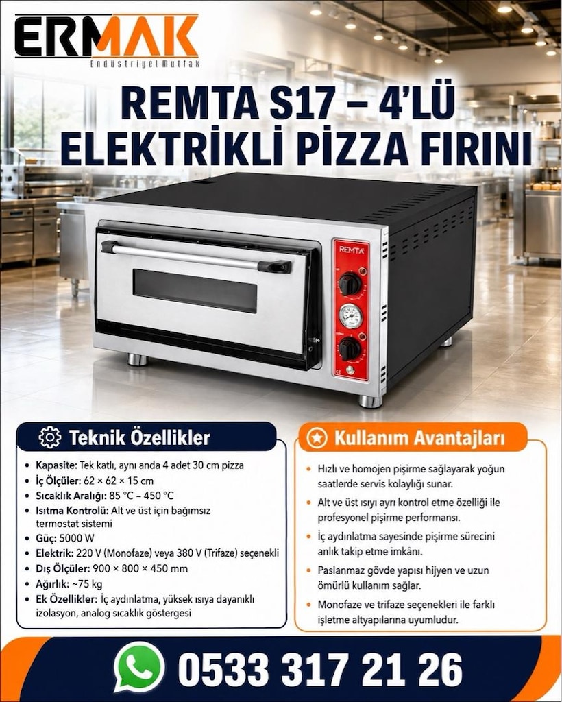 REMTA S17 4’LÜ ELEKTRİKLİ PİZZA FIRINI! - 2