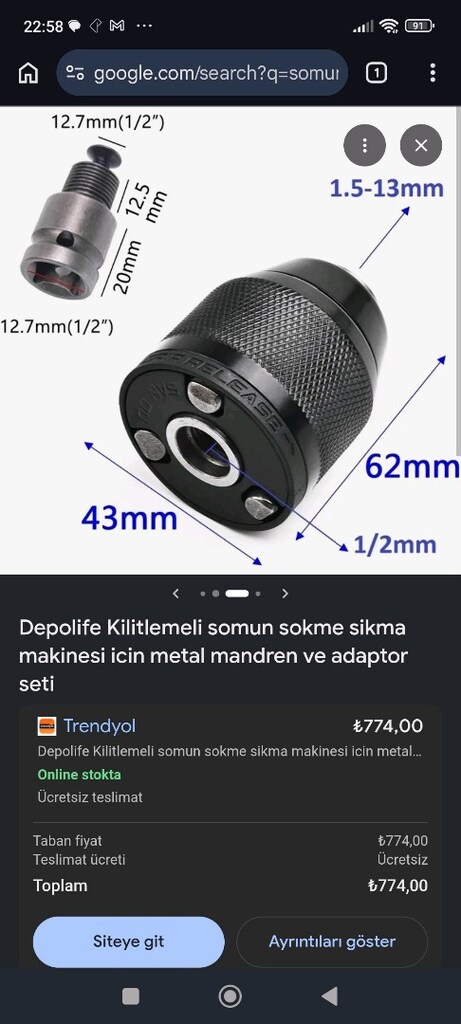 Somun sıkma sökme makinesi mandreni Çelik - 5