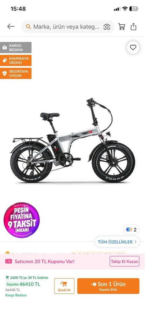 rks elektrikli bisiklet ( sıfır fiyatı 46.000) - 2