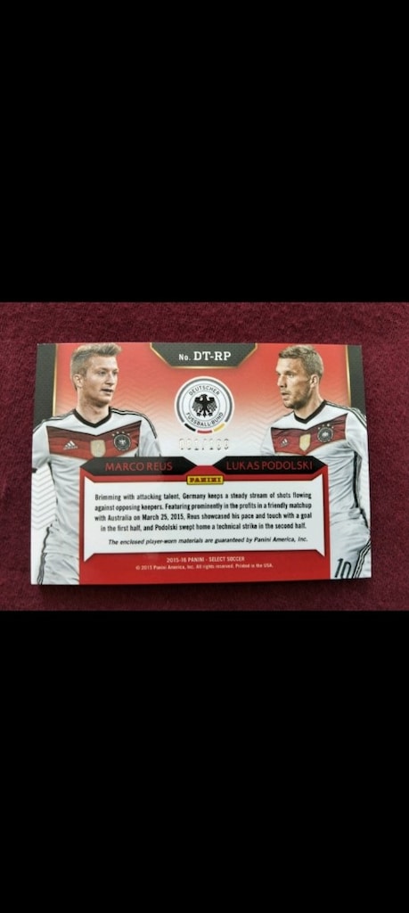 Panini select Podolski Reus patch kart - 2
