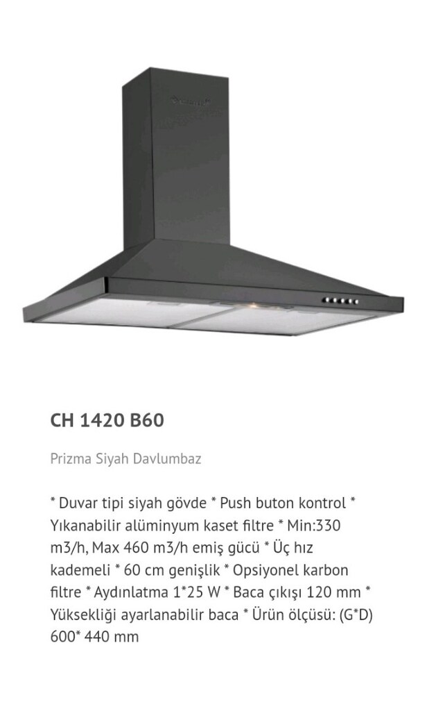 Eminçelik Ferre Piramit Davlumbaz Siyah Beyaz Ve İnox Renkler 3.500 TL - 6
