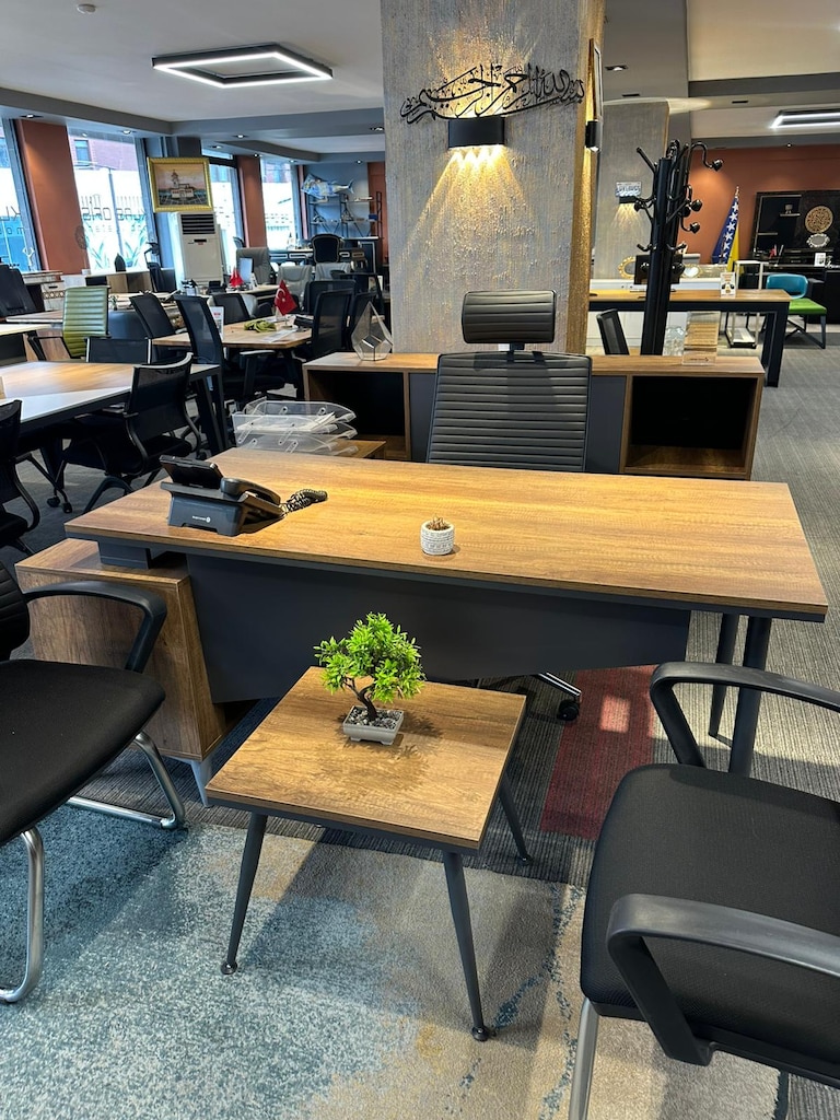KLAS OFİS ÜSKÜDAR 160x75 CEVİZ RENK EKO MAKAM TAKIMI KOLTUKSUZ - 5