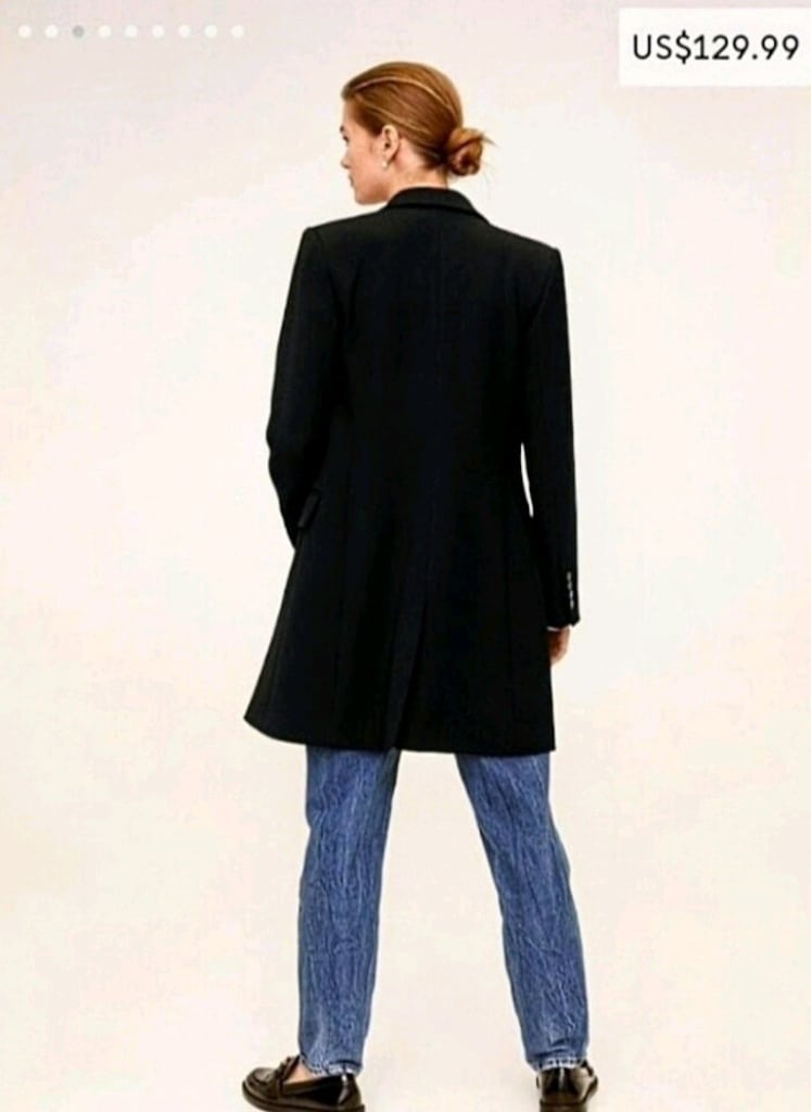 Mango Siyah Uzun Blazer Kaban / Ceket - Sıfır Etiketli — görsel 7/9