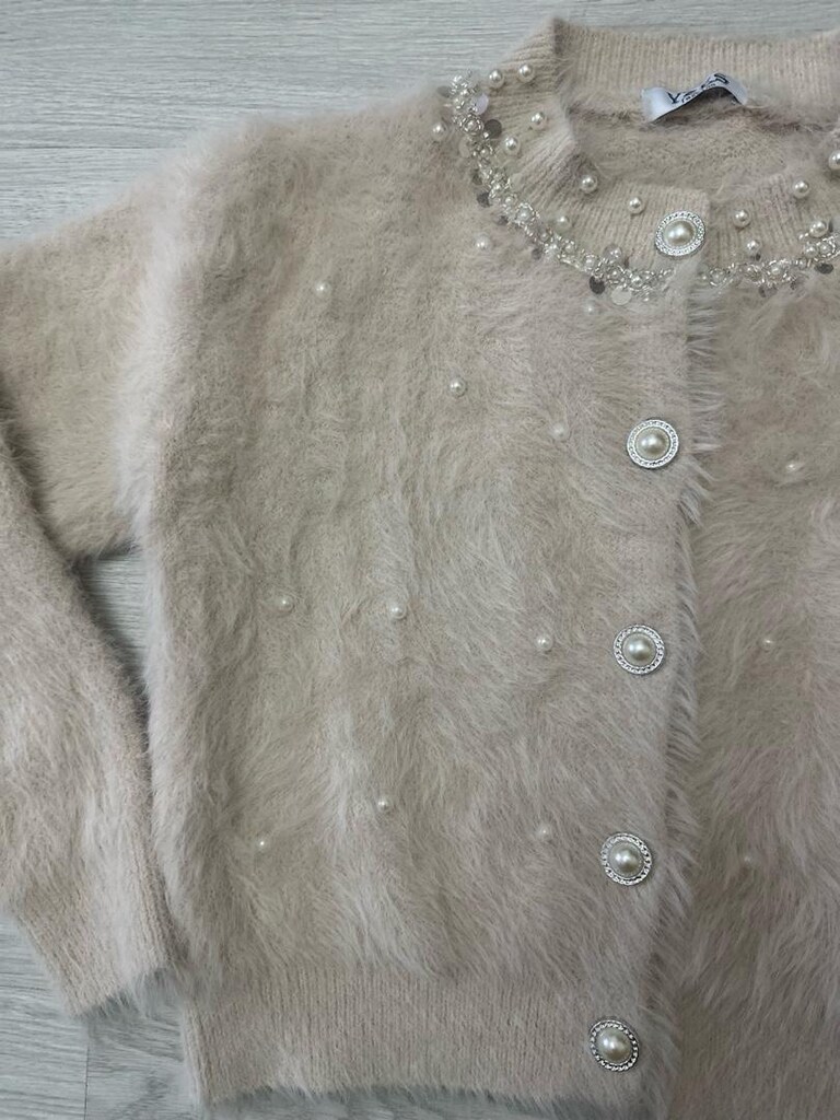 angora tüylü hırka bej - 2