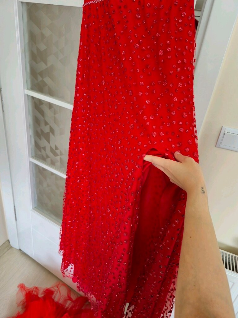 ÖZEL TASARIM KIRMIZI ABİYE ELBİSE - 5