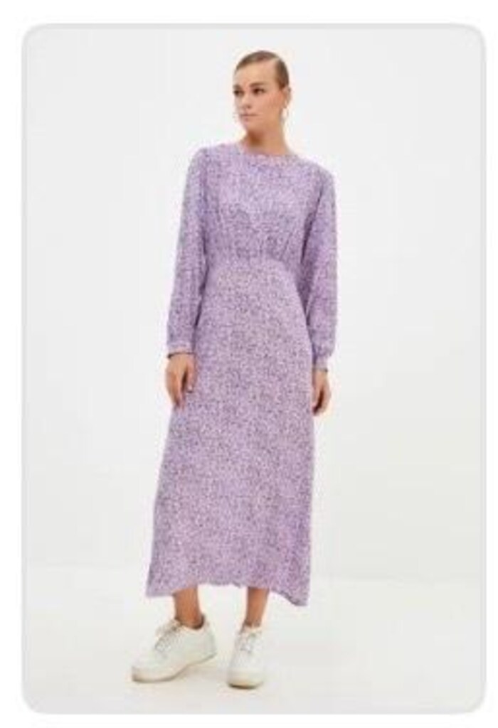 Trendyol Milla Modest Lila Çiçekli Elbise