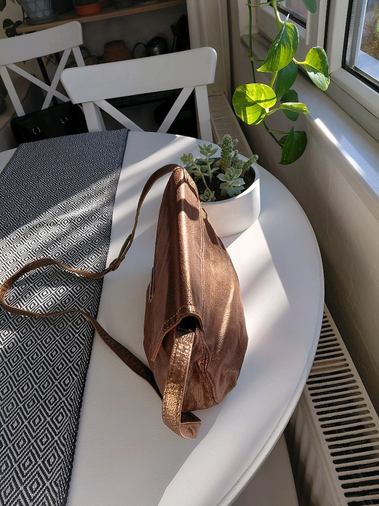 mango marka kol çantası kafe renli deri - 2