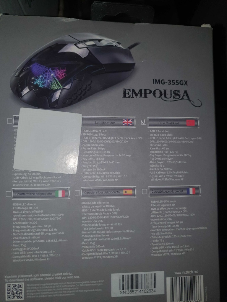 Inca IMG-355GX 7200DPI 3D logolu gaming mouse sıfır kutulu - 2