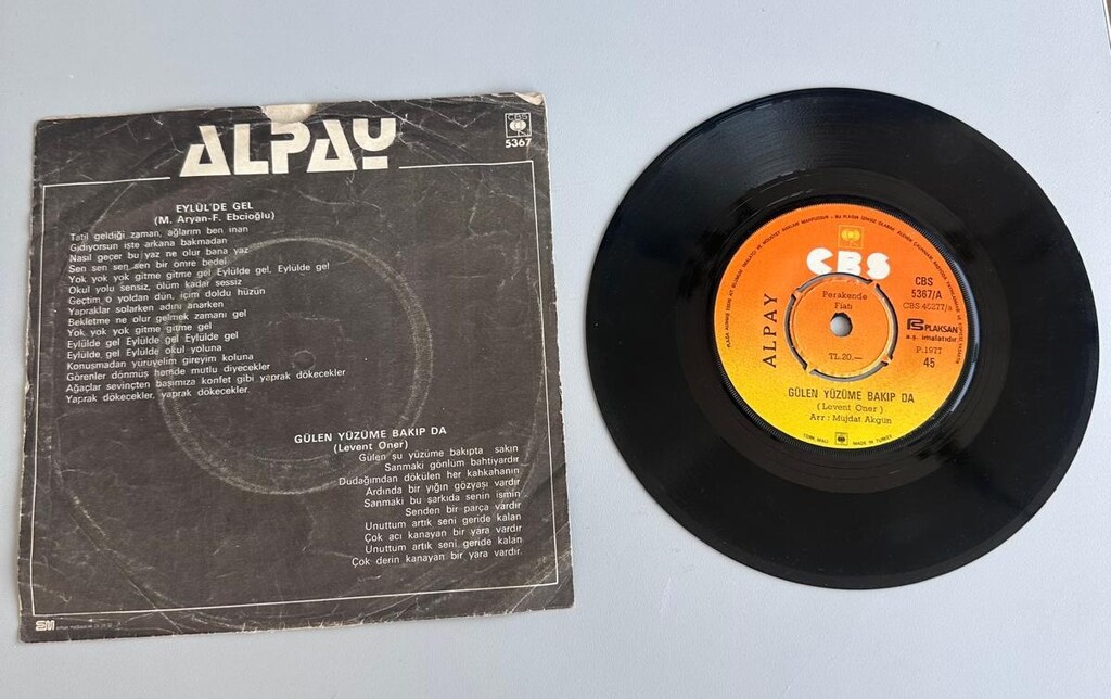 ALPAY - EYLÜLDE GEL , GÜLEN YÜZÜME BAKIP DA 45 LİK PLAK - 2