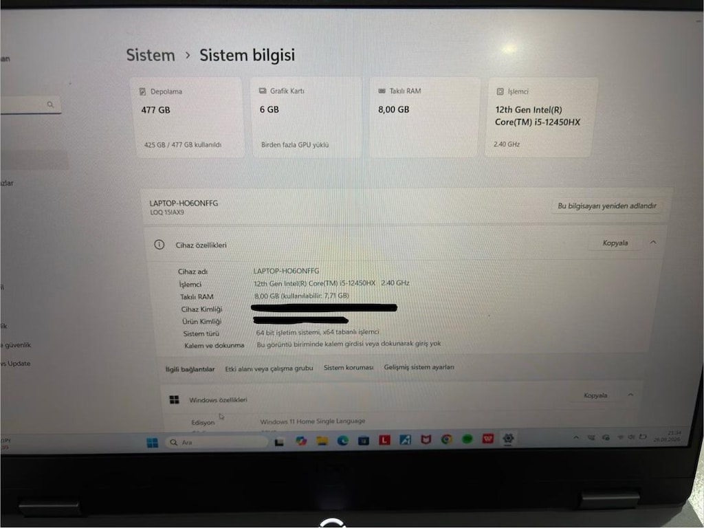 LENOVO LOQ 3050 + İ5 12.nesil - 7