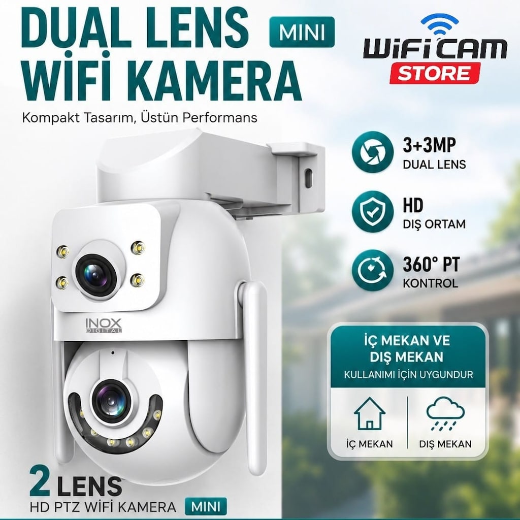 İnox X116 Mini 3+3MP Çift Lens Wifi Güvenlik Kamerası - 3