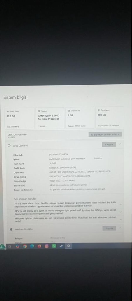 Ryzen 5 2600 | RX 580 8GB | 16GB RAM | LG UltraGear 165 monitörlü - 5