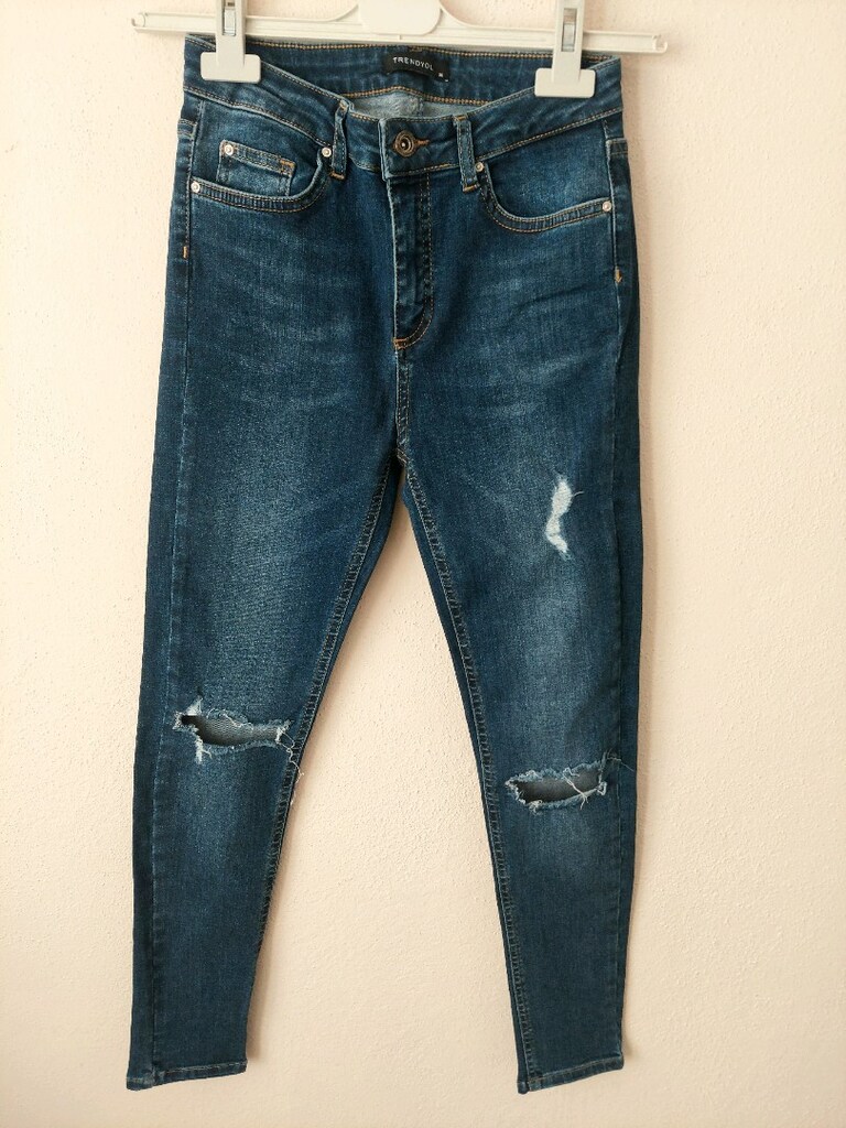 trendyol bayan yırtık detaylı Jean pantolon