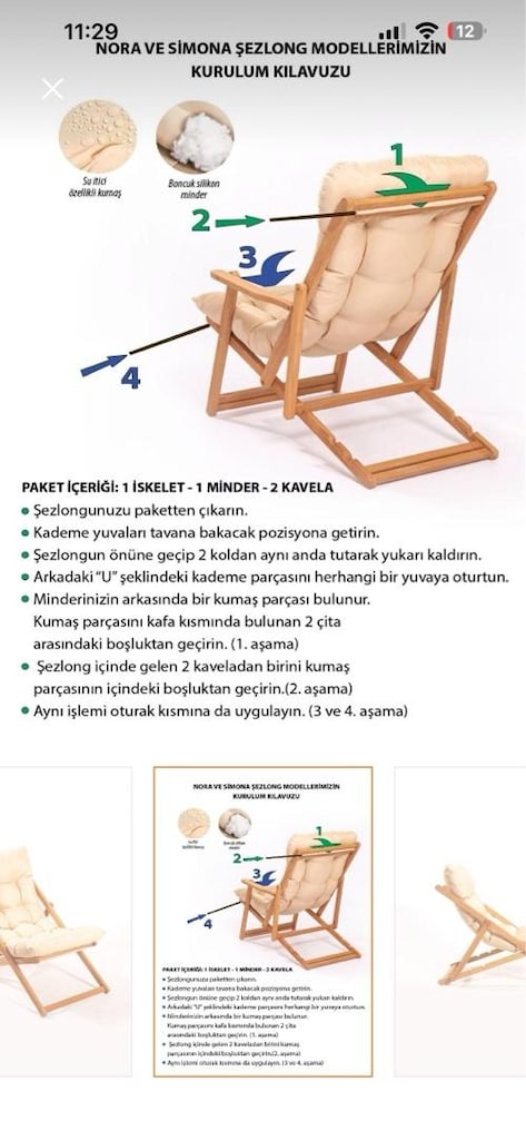 Meya Dekor Katlanır Şezlong - 3