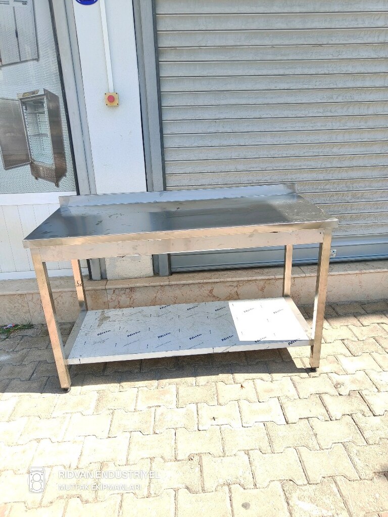 krom çalışma tezgahı hazır mutfak taban raflı krom tezgah - 8