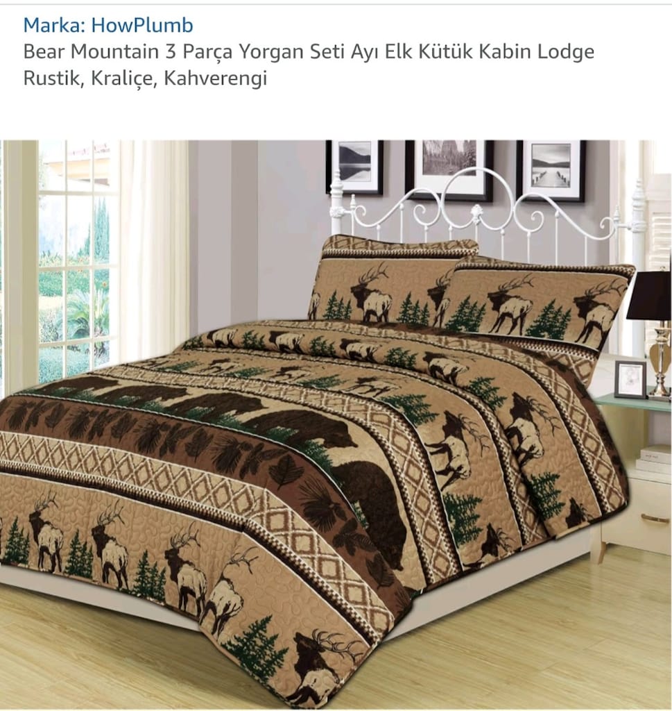 HowPlumb Bear Mountain 3 Parça Yatak Örtüsü / Yorgan Seti – ABD Markas