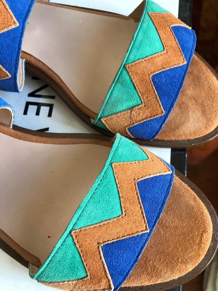nine west hakiki süet etnik desen sandalet - 15