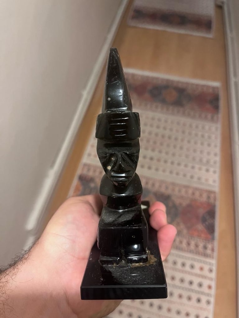 Meksika’dan El Yapımı Siyah Obsidyen Maya Figürü - 2