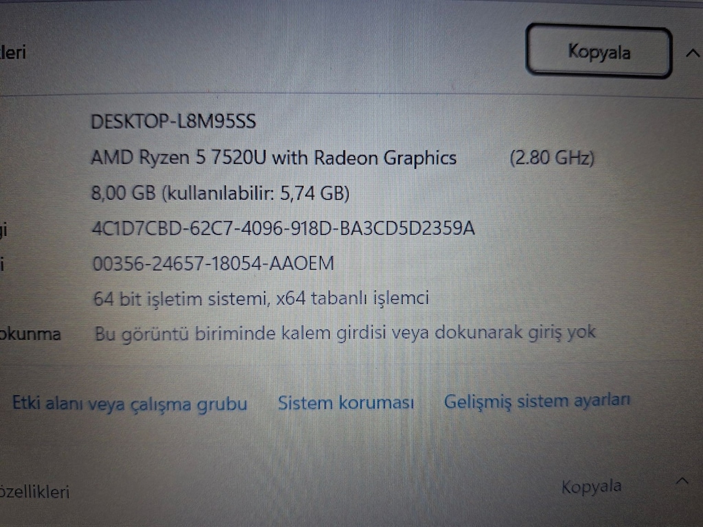 LENOVO IDEAPAD SLIM 1 AMD RYZEN 5 7520U 8GB DDR5 RAM 512GB M2 NVME SSD - 3