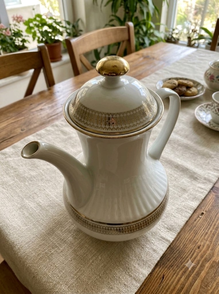1950'ler Orijinal Alman Winterling Bavaria Vintage Porselen Demlik - 2