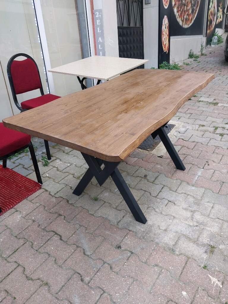 Canlı kütük kenarlı Masif toplantı,makam,ofis Masa - 2