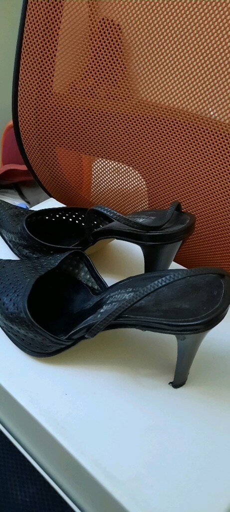siyah deri stiletto ayakkabı - 4