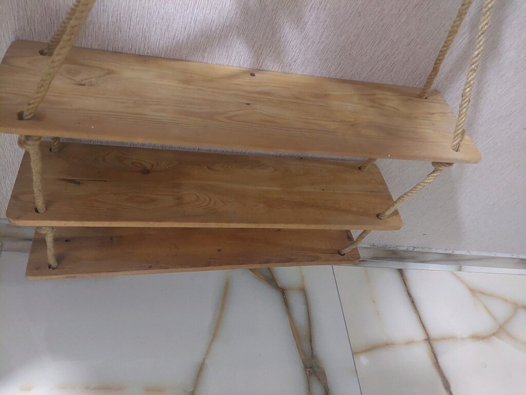 Ahşap halatlı raf. 70x20 cm. - 5