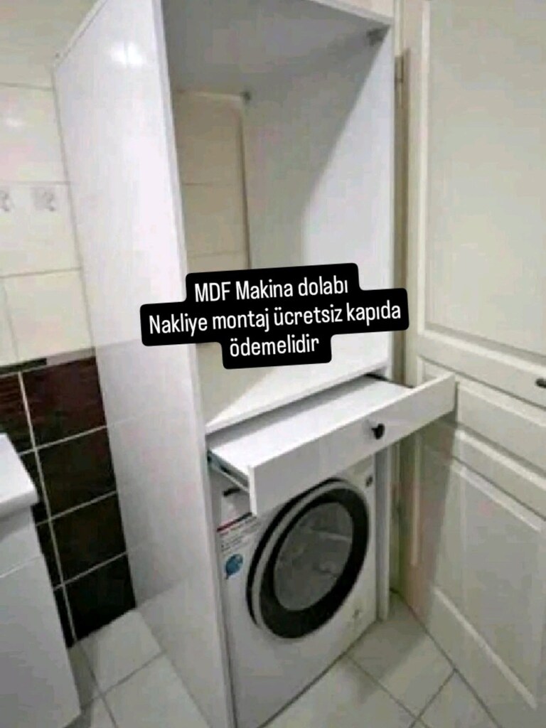 MDF çamaşır kurutma makinesi dolabı nakliye montaj ücretsiz kapıda öde - 2