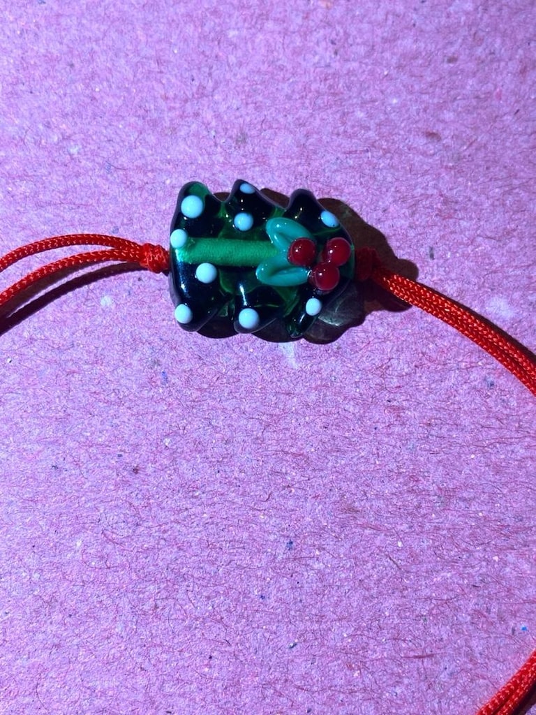 Cam Yılbaşı Ağacı Figürlü İpli Bileklik - 9