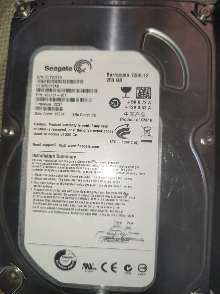 2 Adet Sabit Disk (250GB SATA + 160GB IDE) - Test Edilmedi / Hurda Fiy - 3