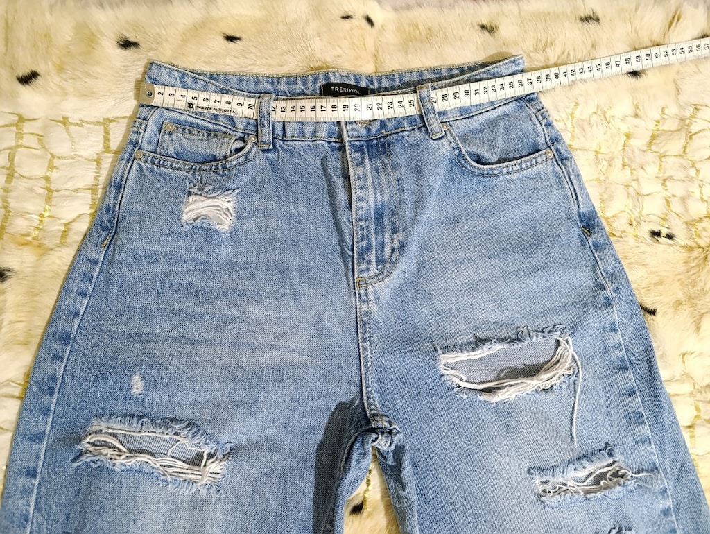 YIRTIK DETAYLI MAVİ KOT PANTOLON - 6