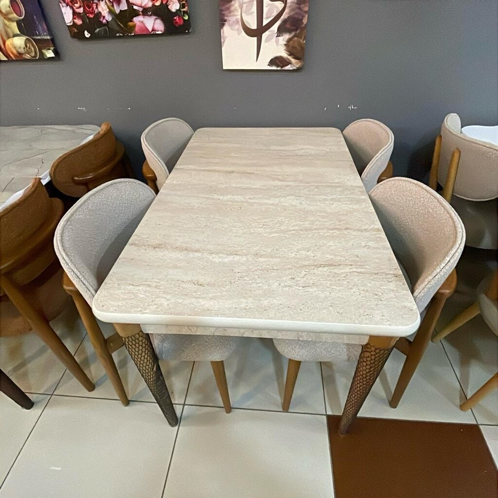 80x130 Traverten Masa Takımı – 4 Polo Sandalye - 3