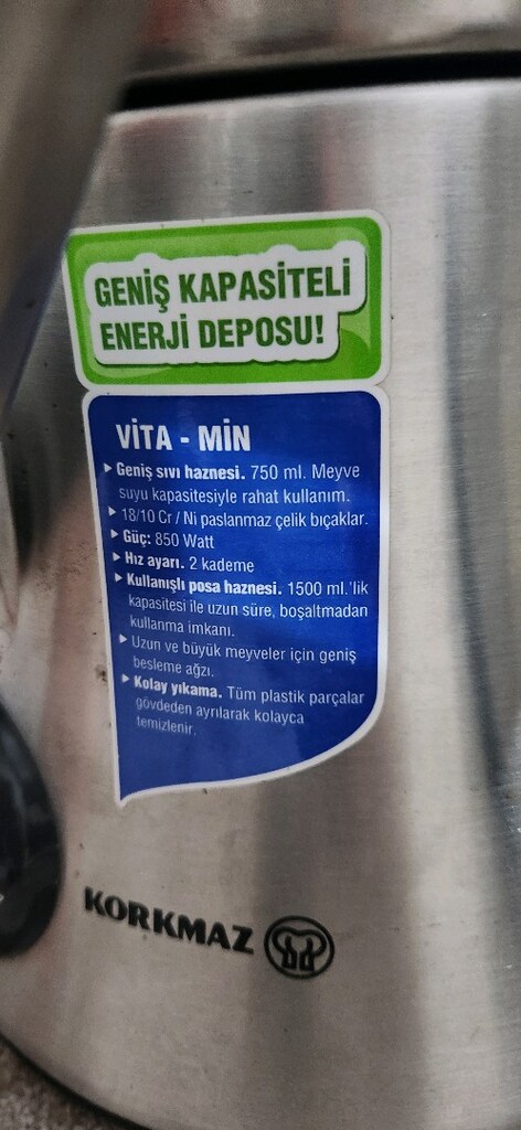 Korkmaz katı meyve sıkacağı Vita-min A404 - 4