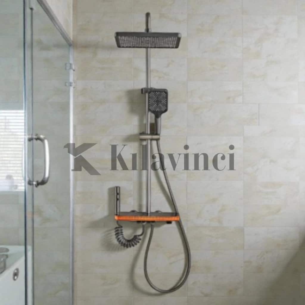 Sıcaklık Göstergeli Dijital LED Ekranlı Piyano Tuşlu Lüks Duş Seti - 2