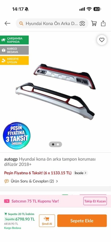 HYUNDAİ KONA 2018-2020 ARKA DİFÜZÖR / KROM ÇITALI - 2