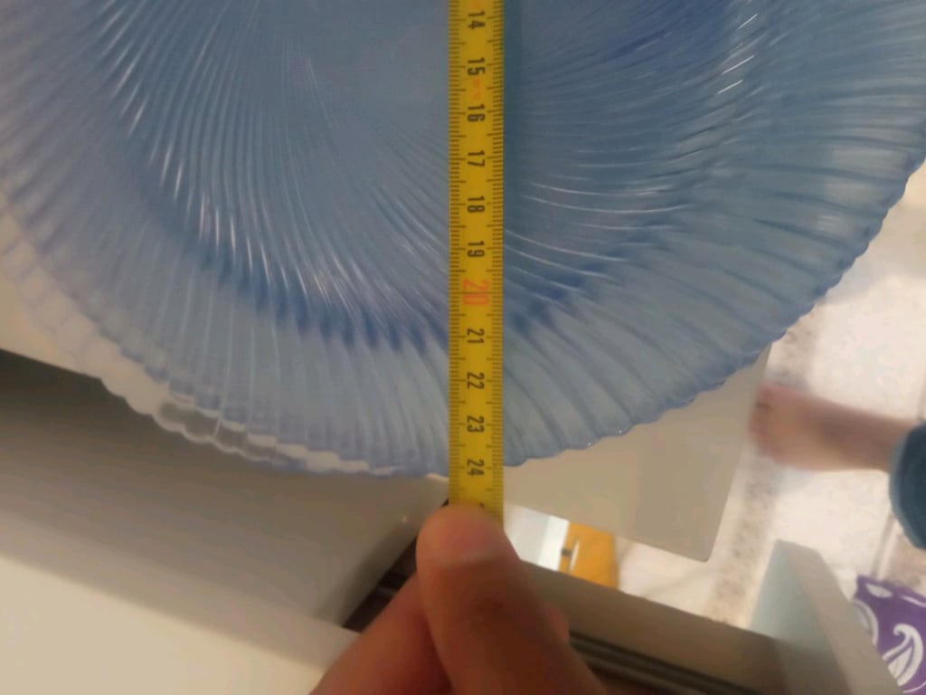 Paşabahçe mavi pliseli/yivli 6'lı cam tabak seti, 24 cm, - 3