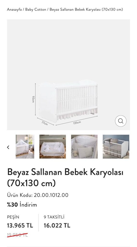 çilek mobilya sallanan bebek karyolası (70x130cm) - 5