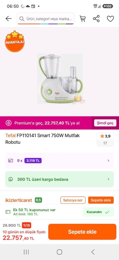 ACİLL KELEPİR FİYAT TEFAL ROBOT SET - 5