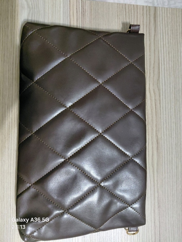 Koyu Kahverengi Kapitone Dikişli Deri Clutch / El Çantası