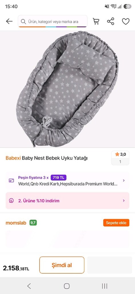 Mamma Star Cibinlik Ve Oyuncaklı Anne Yanı Bebek Yatağı Babynest (Gri) - 5