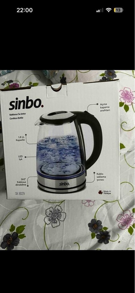 Sinbo 2000 W Cam Kettle 2 Yıl Garantili 1.8 Lt Su Isıtıcı 360 Derece - 2