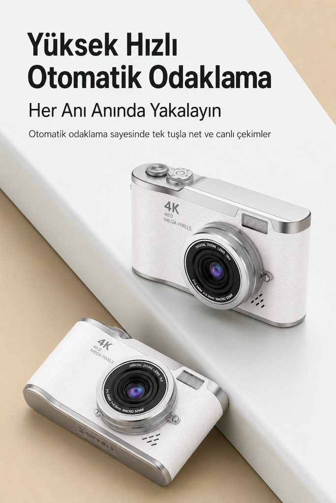 4K Dijital Fotoğraf Makinesi 48MP Flip Ekranlı 8X Zoom Flaşlı - 3