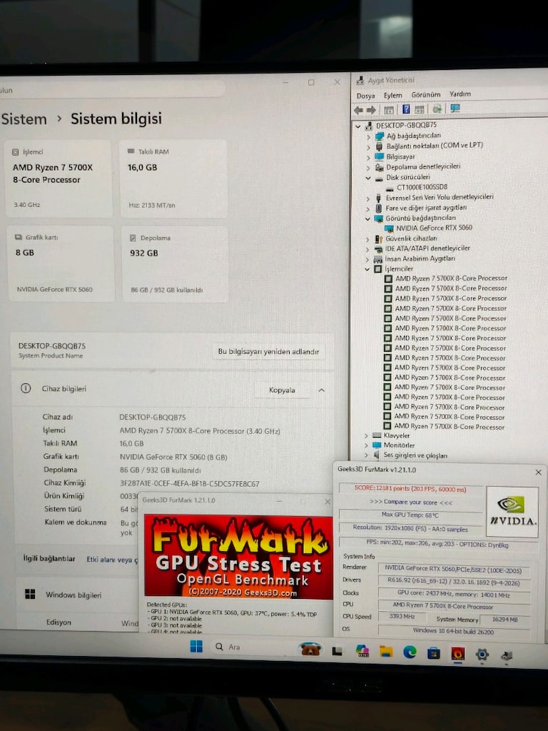RTX 5060 RYZEN7 5700X 16GB RAM 1TB M2SSD 750W AKVARYUM KASA - 8