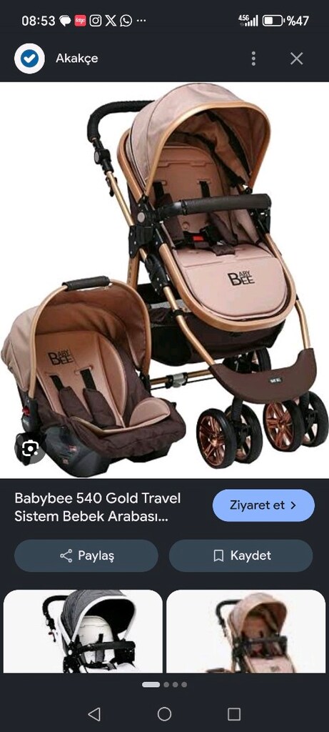 Baby Bee bebek arabasıı 2 pusetli, 3 parça 4 yaşa kadar kullanılır - 3