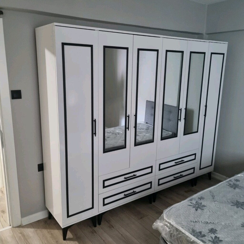 imalattan 6 kapili Aynali Citali Gardirop - 2