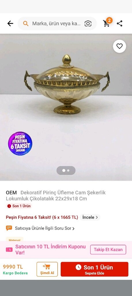 Dekoratif pirinç üfleme cam şekerlik. lokumluk çikolatalık - 6